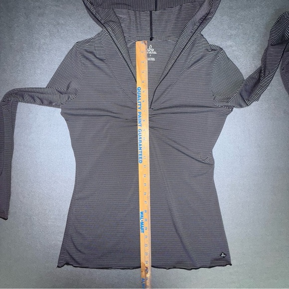 PrAna Striped Gray long sleeve Hoodie for Women size small Stretchy Fabric - Picture 3 of 11